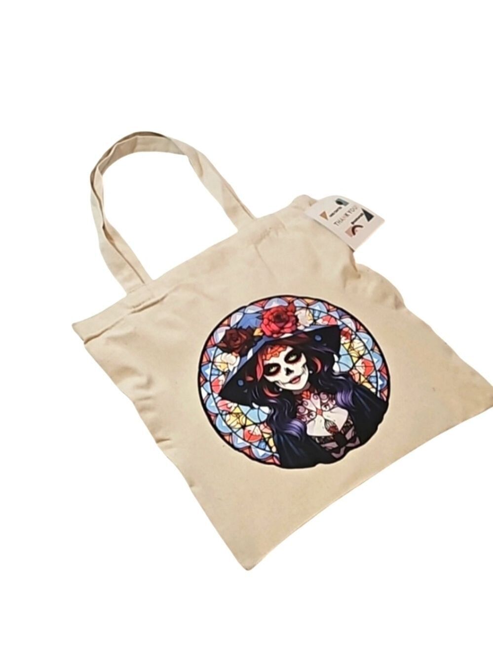 Hand Crafted Reusable Bag Canvas 100% Cotton Skull